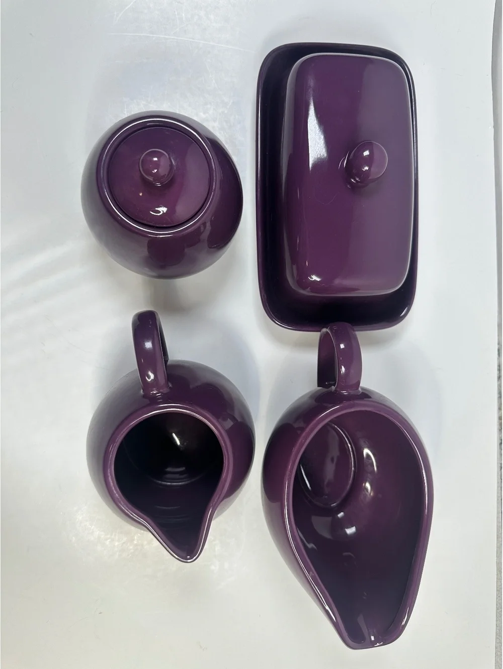Purple Ombré Temp-Tations by Tara 4 Pc Completer Set Butter Creamer Gravy Sugar